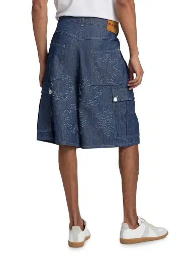Marni Men's Frayed Denim Low-Rise Wide-Leg Shorts - Orion Blue - Size 30 | Thumbnail 5 Marni Men's Frayed Denim Low-Rise Wide-Leg Shorts - Orion Blue - Size 30 | Thumbnail 5