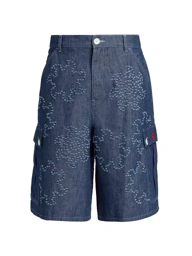 Marni Men's Frayed Denim Low-Rise Wide-Leg Shorts - Orion Blue - Size 30 | Thumbnail 1 Marni Men's Frayed Denim Low-Rise Wide-Leg Shorts - Orion Blue - Size 30 | Thumbnail 1