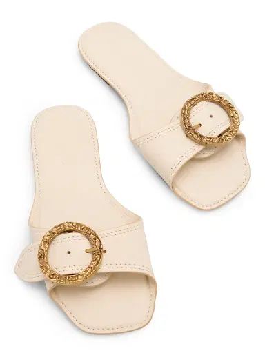 Zimmermann Women's Solena Leather Slip-On Sandals - Milk - Size 10 | Thumbnail 4 Zimmermann Women's Solena Leather Slip-On Sandals - Milk - Size 10 | Thumbnail 4