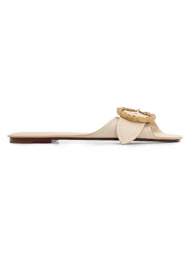 Zimmermann Women's Solena Leather Slip-On Sandals - Milk - Size 10 | Thumbnail 1 Zimmermann Women's Solena Leather Slip-On Sandals - Milk - Size 10 | Thumbnail 1