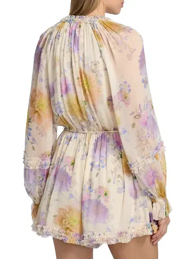 Zimmermann Women's Luna Floral Ruffle Playsuit - Cream Dahlia | Thumbnail 5 Zimmermann Women's Luna Floral Ruffle Playsuit - Cream Dahlia | Thumbnail 5