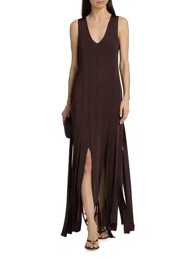Zimmermann Women's Luna Fringe Midi-Dress - Chocolate | Thumbnail 2 Zimmermann Women's Luna Fringe Midi-Dress - Chocolate | Thumbnail 2