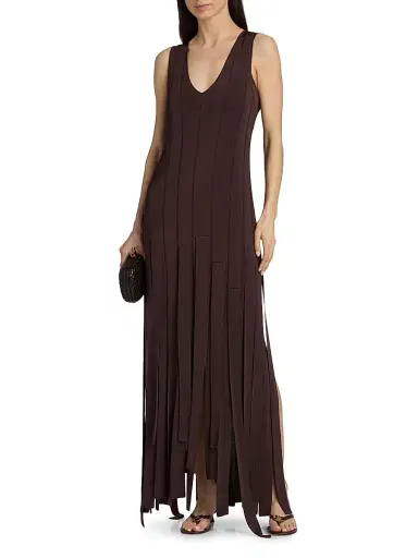Zimmermann Women's Luna Fringe Midi-Dress - Chocolate | Thumbnail 3 Zimmermann Women's Luna Fringe Midi-Dress - Chocolate | Thumbnail 3