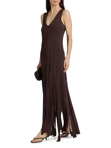 Zimmermann Women's Luna Fringe Midi-Dress - Chocolate | Thumbnail 4 Zimmermann Women's Luna Fringe Midi-Dress - Chocolate | Thumbnail 4