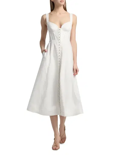Zimmermann Women's Luna Buttoned Linen Picnic Dress - | Thumbnail 2 Zimmermann Women's Luna Buttoned Linen Picnic Dress - | Thumbnail 2