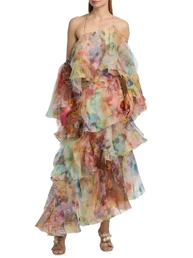 Zimmermann Women's Luna Fanned Maxi Skirt - Spliced Floral | Thumbnail 2 Zimmermann Women's Luna Fanned Maxi Skirt - Spliced Floral | Thumbnail 2
