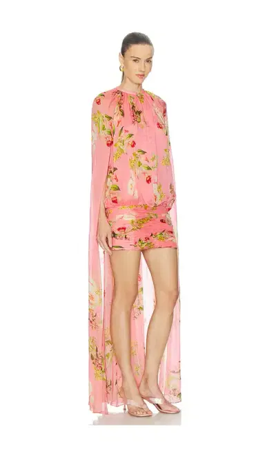 Hemant & Nandita Ruched Cape Mini Dress | Thumbnail 2 Hemant & Nandita Ruched Cape Mini Dress | Thumbnail 2