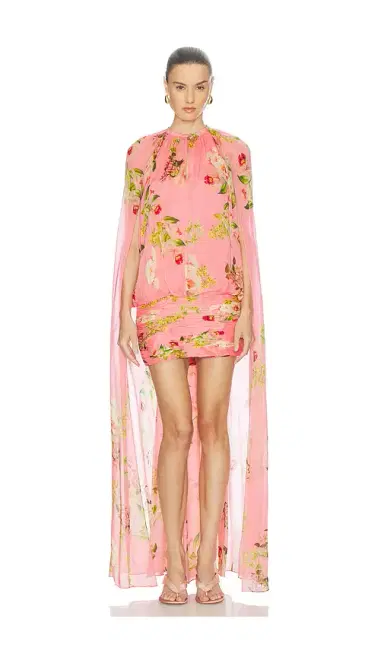 Hemant & Nandita Ruched Cape Mini Dress | Thumbnail 1 Hemant & Nandita Ruched Cape Mini Dress | Thumbnail 1