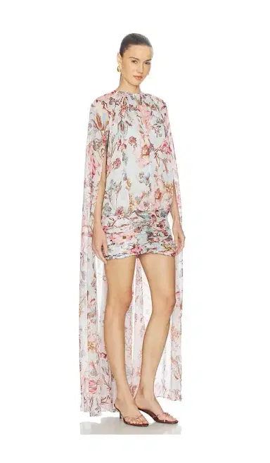Hemant & Nandita Ruched Cape Mini Dress | Thumbnail 2 Hemant & Nandita Ruched Cape Mini Dress | Thumbnail 2