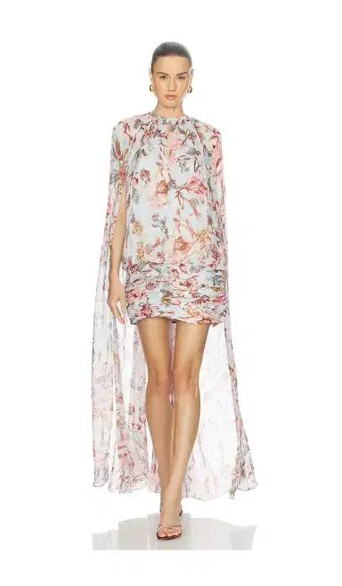 Hemant & Nandita Ruched Cape Mini Dress | Thumbnail 1 Hemant & Nandita Ruched Cape Mini Dress | Thumbnail 1