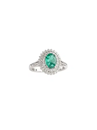 Wish Fine Jewelry 1.71ct Diamond Emerald 18K Gold Halo Ring | Thumbnail 1 Wish Fine Jewelry 1.71ct Diamond Emerald 18K Gold Halo Ring | Thumbnail 1