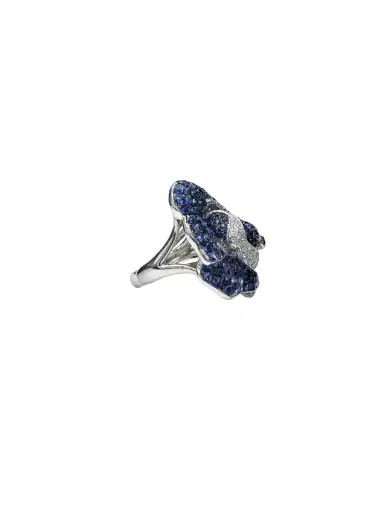 Wish Fine Jewelry 12.25ct Diamond Sapphire 18K Gold Rose Cocktail Ring | Thumbnail 2 Wish Fine Jewelry 12.25ct Diamond Sapphire 18K Gold Rose Cocktail Ring | Thumbnail 2