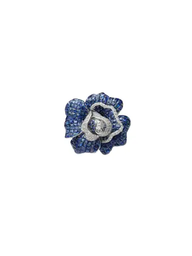 Wish Fine Jewelry 12.25ct Diamond Sapphire 18K Gold Rose Cocktail Ring | Thumbnail 1 Wish Fine Jewelry 12.25ct Diamond Sapphire 18K Gold Rose Cocktail Ring | Thumbnail 1