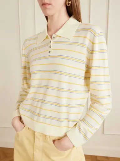 LESET James Striped Merino Wool Polo Shirt | Thumbnail 5 LESET James Striped Merino Wool Polo Shirt | Thumbnail 5