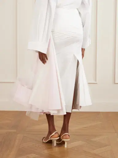 Jacquemus La Jupe Mireio Pleated Cotton-trimmed Tulle Midi Skirt | Thumbnail 4 Jacquemus La Jupe Mireio Pleated Cotton-trimmed Tulle Midi Skirt | Thumbnail 4