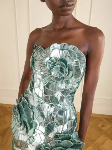 Oscar de la Renta Strapless Sequined Chiffon Mini Dress | Thumbnail 4 Oscar de la Renta Strapless Sequined Chiffon Mini Dress | Thumbnail 4