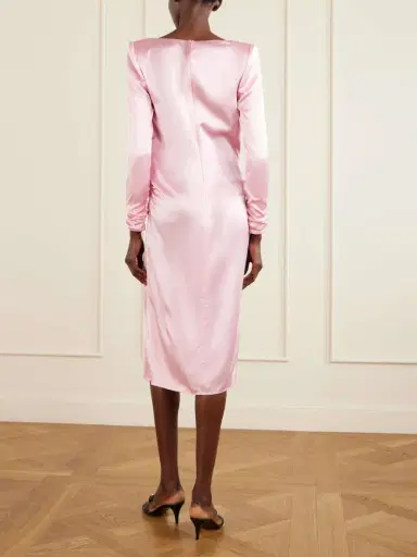 Valentino Garavani Draped Silk-satin Midi Dress | Thumbnail 3 Valentino Garavani Draped Silk-satin Midi Dress | Thumbnail 3