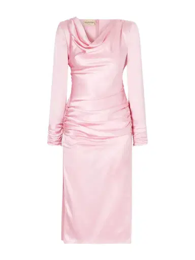 Valentino Garavani Draped Silk-satin Midi Dress | Thumbnail 1 Valentino Garavani Draped Silk-satin Midi Dress | Thumbnail 1