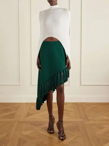 Alaïa Tassle Fringed Asymmetric Wool-gabardine Midi Skirt | Thumbnail 2 Alaïa Tassle Fringed Asymmetric Wool-gabardine Midi Skirt | Thumbnail 2
