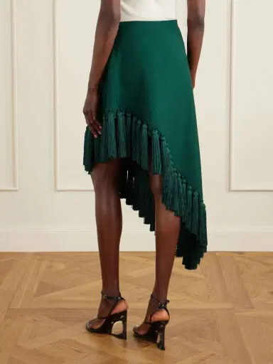 Alaïa Tassle Fringed Asymmetric Wool-gabardine Midi Skirt | Thumbnail 4 Alaïa Tassle Fringed Asymmetric Wool-gabardine Midi Skirt | Thumbnail 4