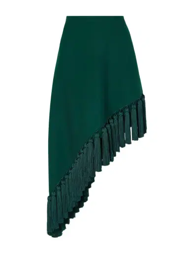 Alaïa Tassle Fringed Asymmetric Wool-gabardine Midi Skirt | Thumbnail 1 Alaïa Tassle Fringed Asymmetric Wool-gabardine Midi Skirt | Thumbnail 1