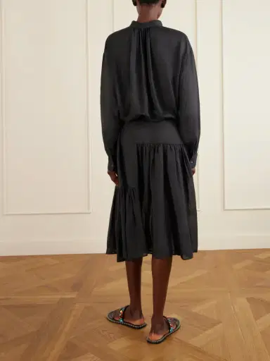 Dries Van Noten Pleated Ramie-mousseline Midi Dress | Thumbnail 3 Dries Van Noten Pleated Ramie-mousseline Midi Dress | Thumbnail 3