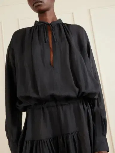 Dries Van Noten Pleated Ramie-mousseline Midi Dress | Thumbnail 4 Dries Van Noten Pleated Ramie-mousseline Midi Dress | Thumbnail 4