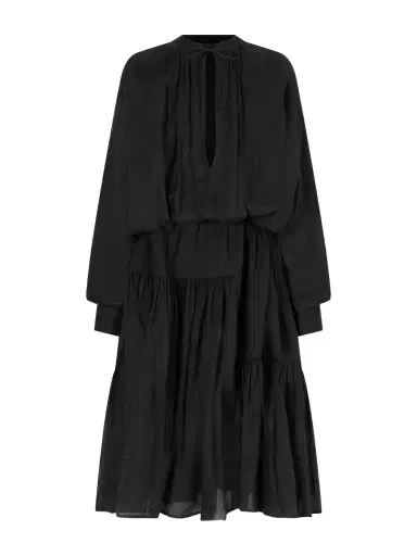 Dries Van Noten Pleated Ramie-mousseline Midi Dress | Thumbnail 1 Dries Van Noten Pleated Ramie-mousseline Midi Dress | Thumbnail 1