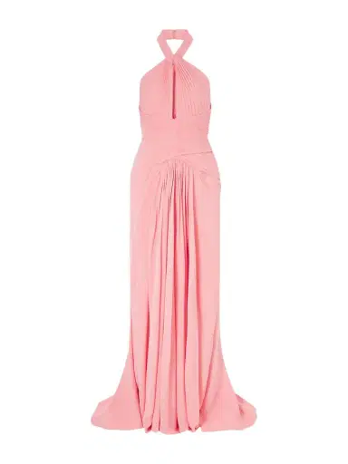 Elie Saab Pleated Silk-georgette Halterneck Gown | Thumbnail 1 Elie Saab Pleated Silk-georgette Halterneck Gown | Thumbnail 1