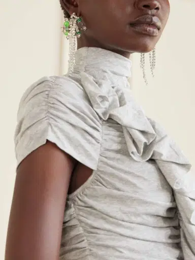 Dries Van Noten Ruffled Draped Cotton-jersey Turtleneck Top | Thumbnail 2 Dries Van Noten Ruffled Draped Cotton-jersey Turtleneck Top | Thumbnail 2