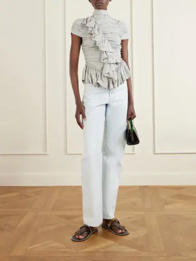 Dries Van Noten Ruffled Draped Cotton-jersey Turtleneck Top | Thumbnail 3 Dries Van Noten Ruffled Draped Cotton-jersey Turtleneck Top | Thumbnail 3