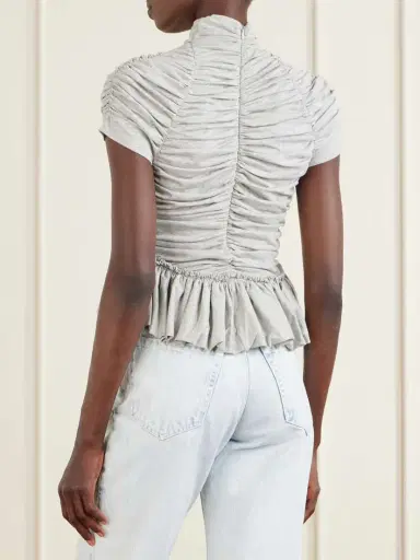 Dries Van Noten Ruffled Draped Cotton-jersey Turtleneck Top | Thumbnail 5 Dries Van Noten Ruffled Draped Cotton-jersey Turtleneck Top | Thumbnail 5