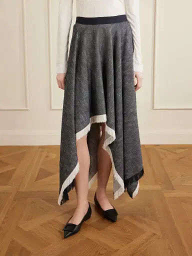 Kallmeyer Frayed Asymmetric Tweed Midi Skirt | Thumbnail 3 Kallmeyer Frayed Asymmetric Tweed Midi Skirt | Thumbnail 3