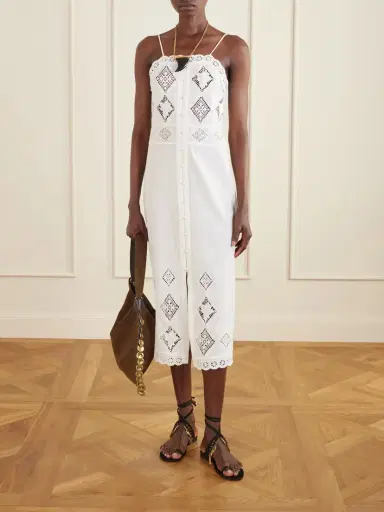 Isabel Marant Nelsane Broderie Anglaise Cotton And Linen-blend Midi Dress | Thumbnail 2 Isabel Marant Nelsane Broderie Anglaise Cotton And Linen-blend Midi Dress | Thumbnail 2
