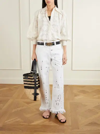 Isabel Marant Amia High-waist Fringed Embroidered Organic Straight-leg Jeans | Thumbnail 2 Isabel Marant Amia High-waist Fringed Embroidered Organic Straight-leg Jeans | Thumbnail 2