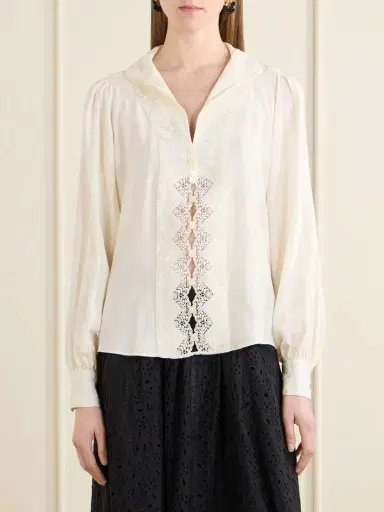 MAISON MAYLE Lula Lace-trimmed Silk Blouse | Thumbnail 3 MAISON MAYLE Lula Lace-trimmed Silk Blouse | Thumbnail 3