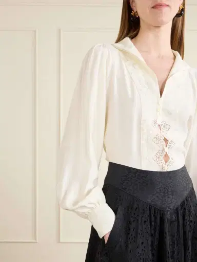 MAISON MAYLE Lula Lace-trimmed Silk Blouse | Thumbnail 5 MAISON MAYLE Lula Lace-trimmed Silk Blouse | Thumbnail 5