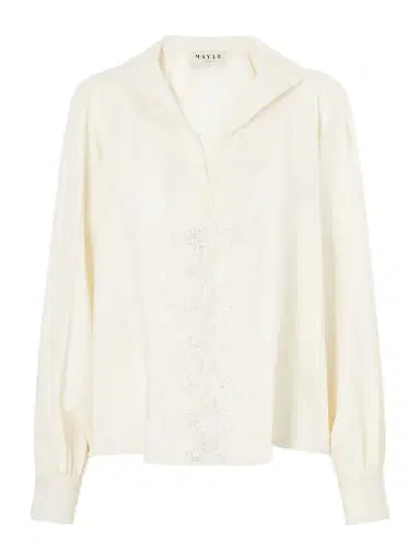 MAISON MAYLE Lula Lace-trimmed Silk Blouse | Thumbnail 1 MAISON MAYLE Lula Lace-trimmed Silk Blouse | Thumbnail 1