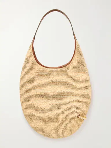 Tory Burch Pierced Embellished Leather-trimmed Raffia Shoulder Strap | Thumbnail 4 Tory Burch Pierced Embellished Leather-trimmed Raffia Shoulder Strap | Thumbnail 4