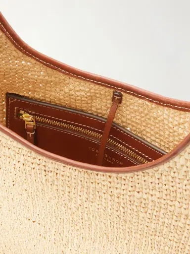 Tory Burch Pierced Embellished Leather-trimmed Raffia Shoulder Strap | Thumbnail 6 Tory Burch Pierced Embellished Leather-trimmed Raffia Shoulder Strap | Thumbnail 6