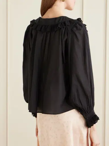 Rixo Milia Shirred Cotton-blend Blouse | Thumbnail 4 Rixo Milia Shirred Cotton-blend Blouse | Thumbnail 4