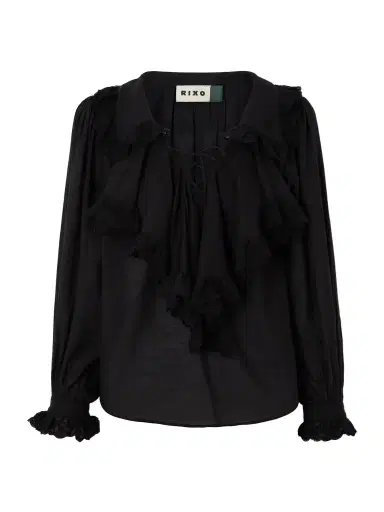 Rixo Milia Shirred Cotton-blend Blouse | Thumbnail 1 Rixo Milia Shirred Cotton-blend Blouse | Thumbnail 1