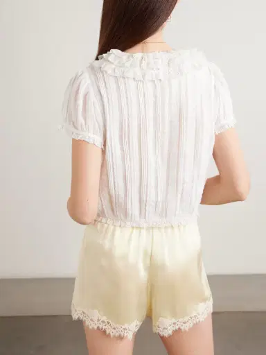 DÔEN Bernadette Lace-trimmed Pintucked Organic Cotton-voile Blouse | Thumbnail 3 DÔEN Bernadette Lace-trimmed Pintucked Organic Cotton-voile Blouse | Thumbnail 3