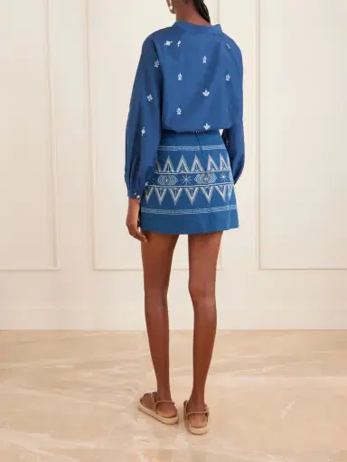 Emporio Sirenuse Giuliana Embroidered Cotton And Linen-blend Mini Skirt | Thumbnail 3 Emporio Sirenuse Giuliana Embroidered Cotton And Linen-blend Mini Skirt | Thumbnail 3