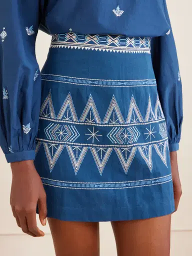Emporio Sirenuse Giuliana Embroidered Cotton And Linen-blend Mini Skirt | Thumbnail 4 Emporio Sirenuse Giuliana Embroidered Cotton And Linen-blend Mini Skirt | Thumbnail 4