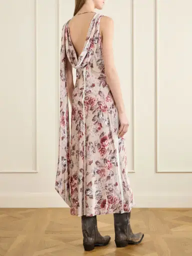 Acne Studios Tie-detailed Draped Floral-print Satin Midi Dress | Thumbnail 3 Acne Studios Tie-detailed Draped Floral-print Satin Midi Dress | Thumbnail 3