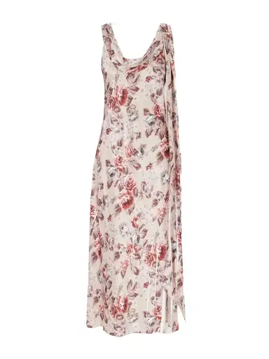 Acne Studios Tie-detailed Draped Floral-print Satin Midi Dress | Thumbnail 1 Acne Studios Tie-detailed Draped Floral-print Satin Midi Dress | Thumbnail 1