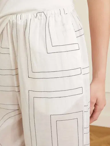 TOTEME Embroidered Organic Cotton And Lyocell-blend Wide-leg Pants | Thumbnail 5 TOTEME Embroidered Organic Cotton And Lyocell-blend Wide-leg Pants | Thumbnail 5