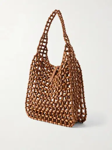 Saint Laurent Le 5 À 7 Large Leather-trimmed Beaded Wood Shoulder Bag | Thumbnail 4 Saint Laurent Le 5 À 7 Large Leather-trimmed Beaded Wood Shoulder Bag | Thumbnail 4