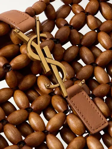 Saint Laurent Le 5 À 7 Large Leather-trimmed Beaded Wood Shoulder Bag | Thumbnail 5 Saint Laurent Le 5 À 7 Large Leather-trimmed Beaded Wood Shoulder Bag | Thumbnail 5
